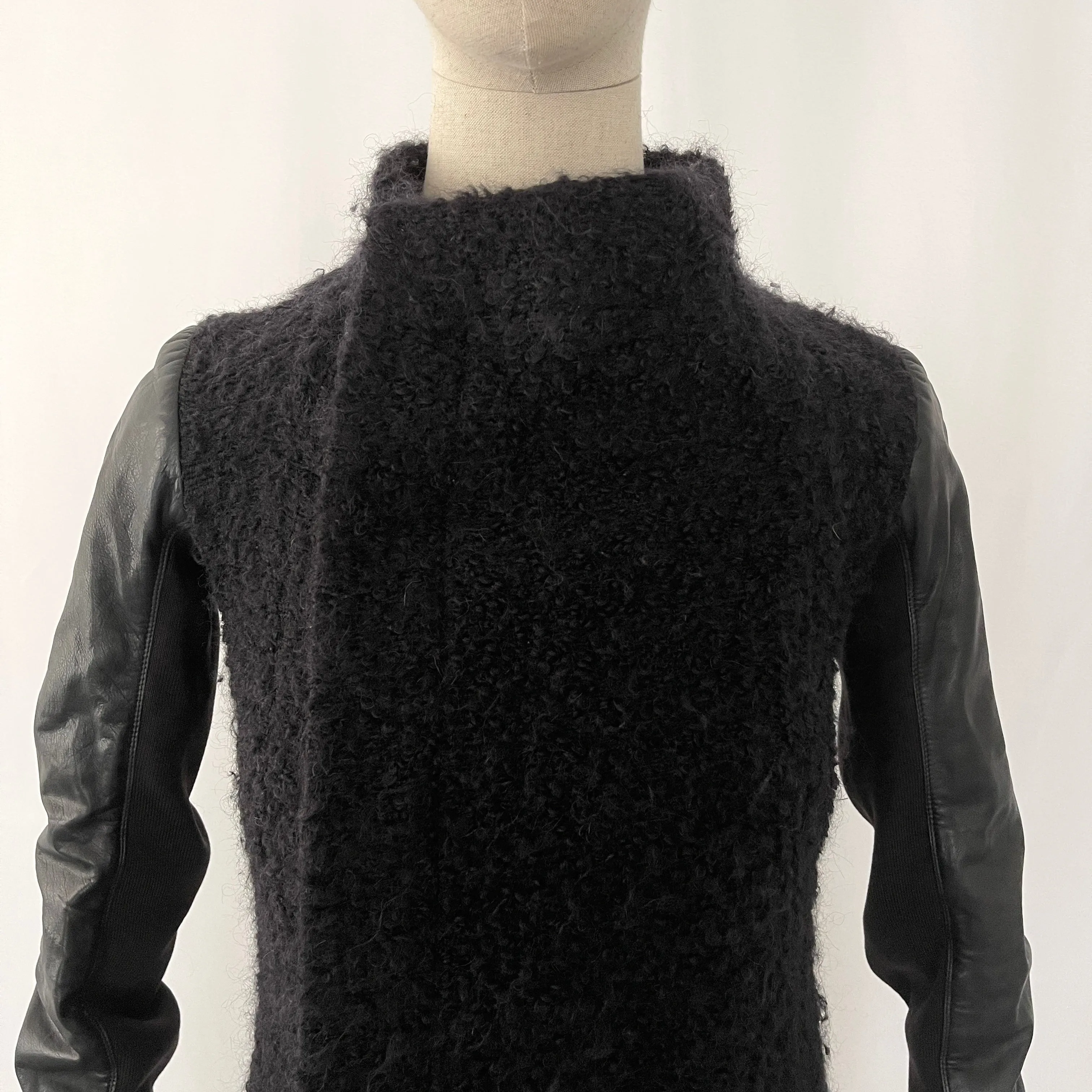 RICK OWENS Wool and Leather Coat