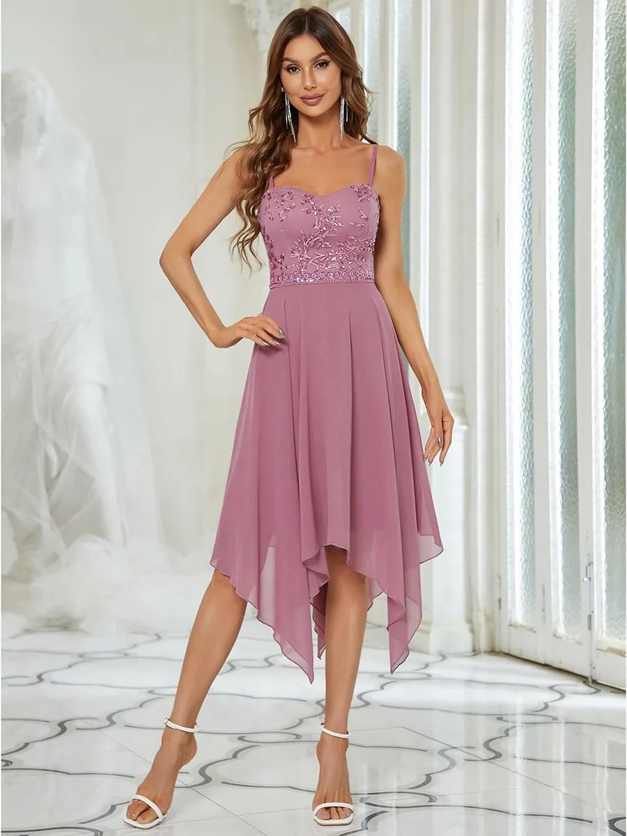 Sequin Cherry Blossom A-Line Evening Dress