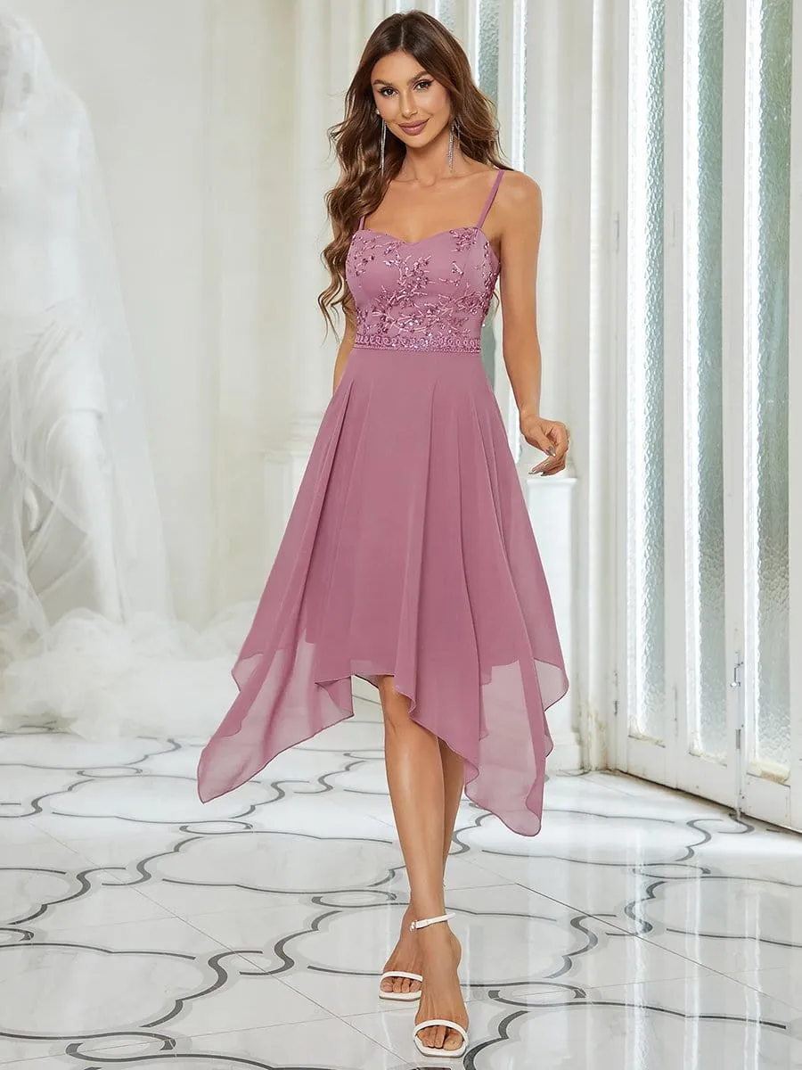 Sequin Cherry Blossom A-Line Evening Dress