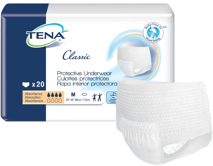 Tena 72516 Classic Protective Underwear, X-Large, 55"-67" White