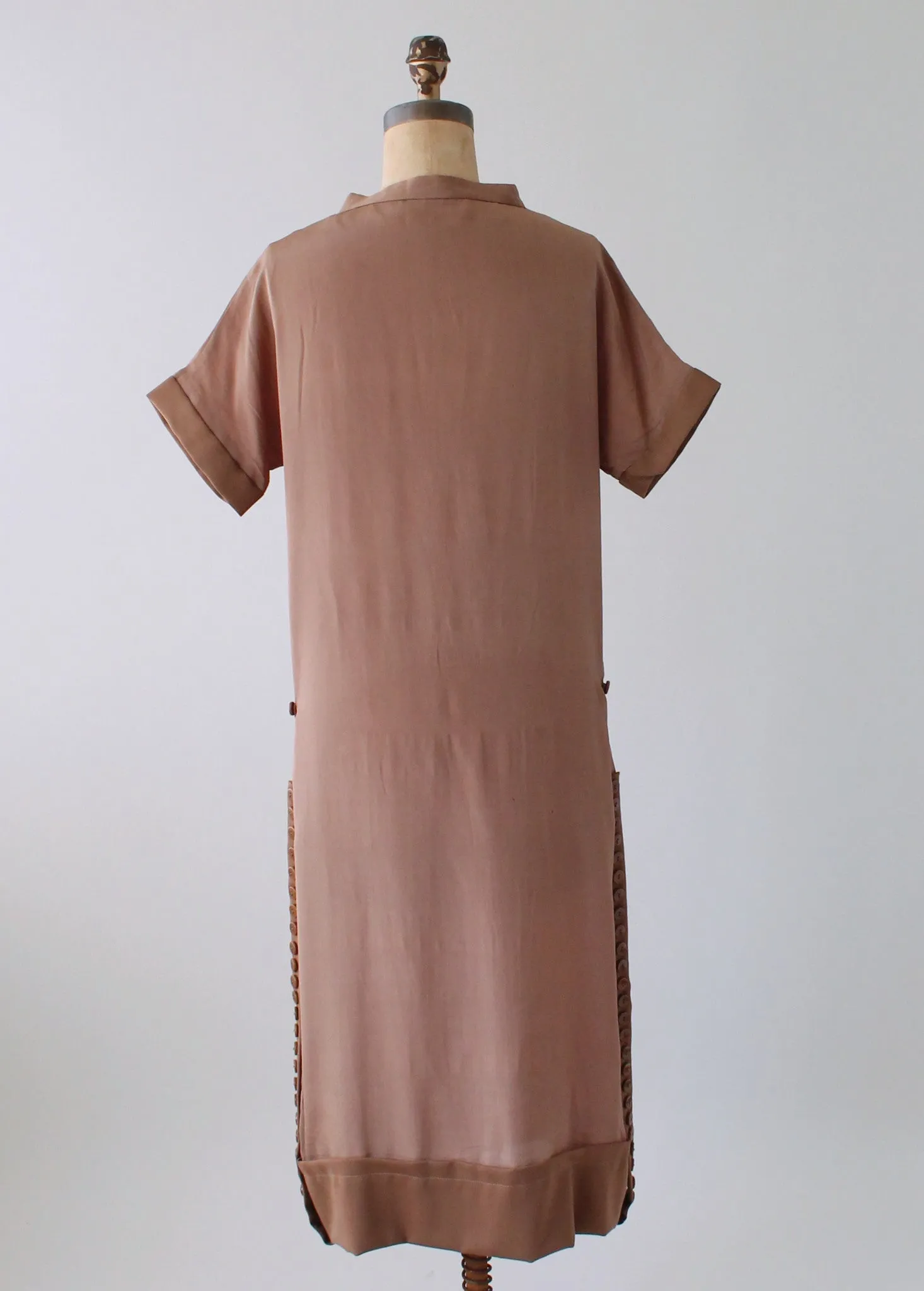 Vintage 1920s Brown Silk Day Dress with Duster Coat