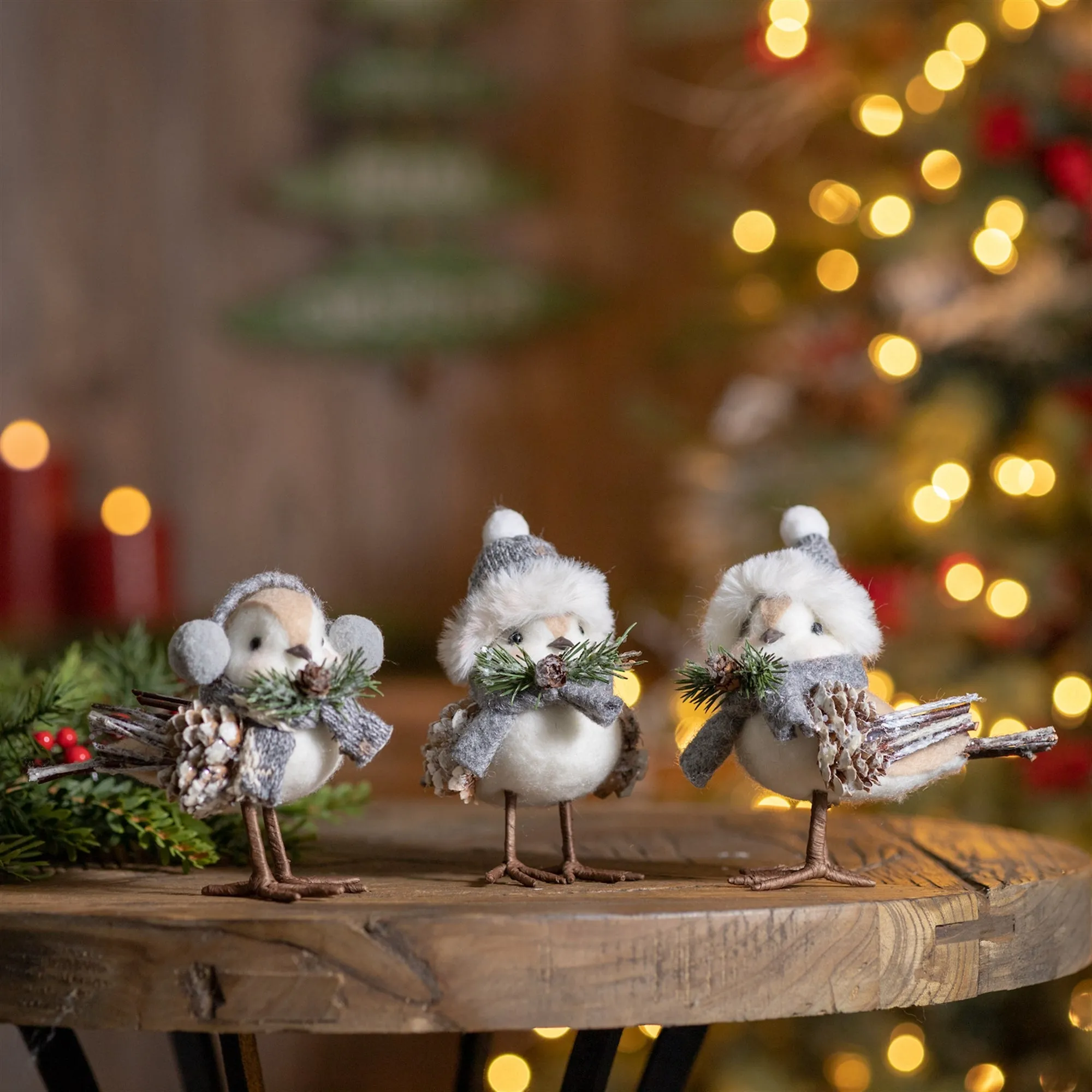 Winter Birds with Hats Figurines