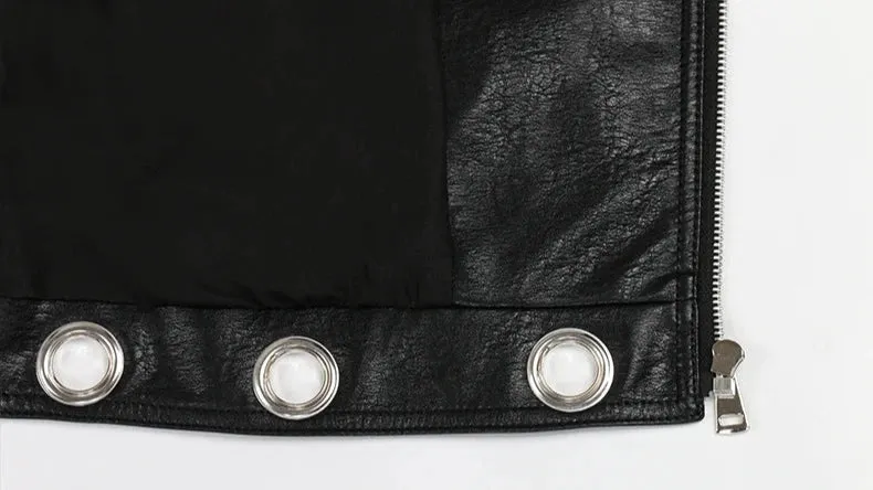 Women's Cropped Faux Leather Biker Jacket