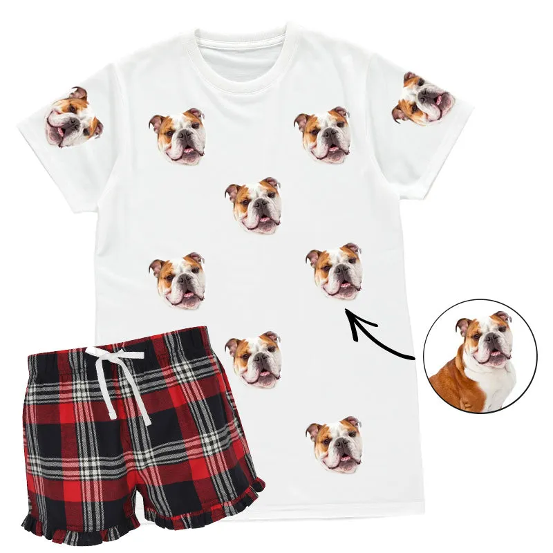 Women's Dog Pyjamas - Red Tartan Shorts Set