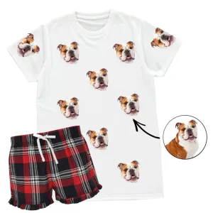 Women's Dog Pyjamas - Red Tartan Shorts Set